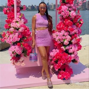 Boohoo Pink Bubble Matching Set Sz Small